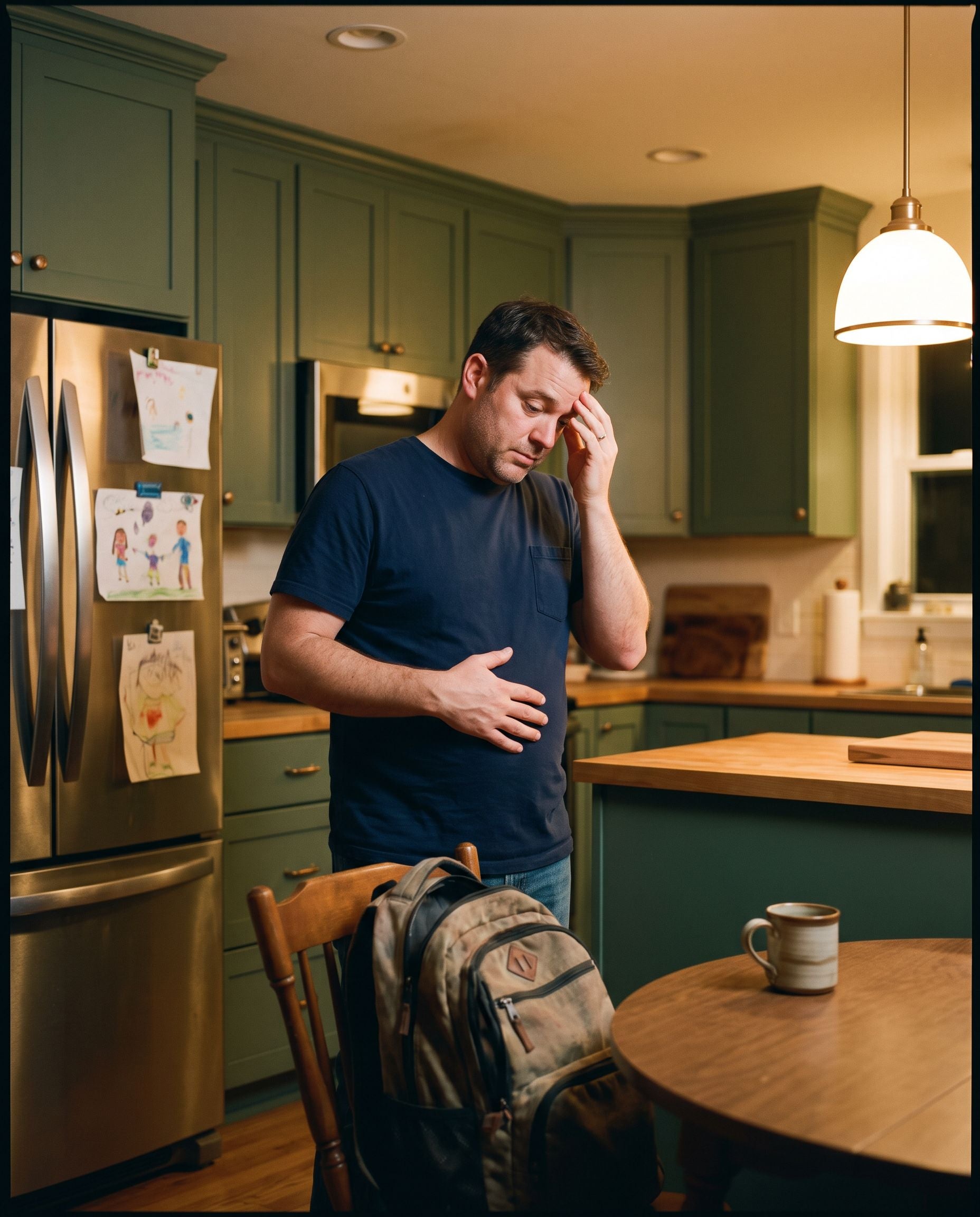 Busy dad feeling bloated at the end of the day