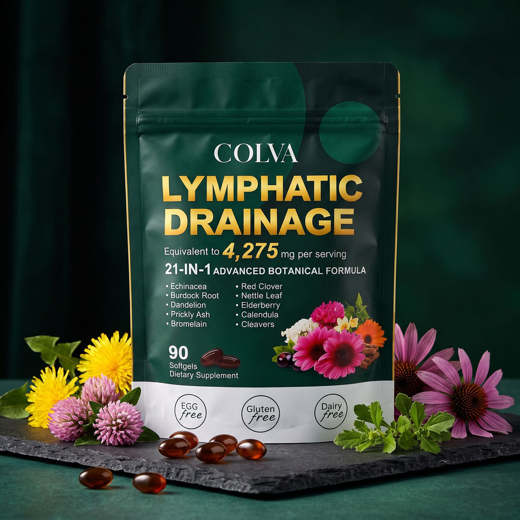 COLVA Lymphatic Drainage softgels pouch with botanicals